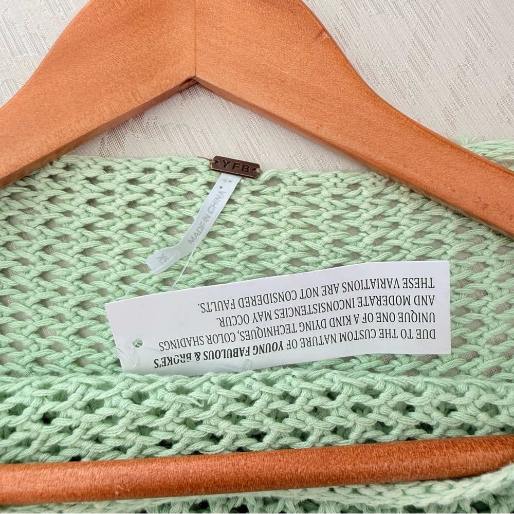 New Young Fabulous & Broke Santorini Green Crochet Maxi Dress Beach Cover Up XS - Picture 4 of 9